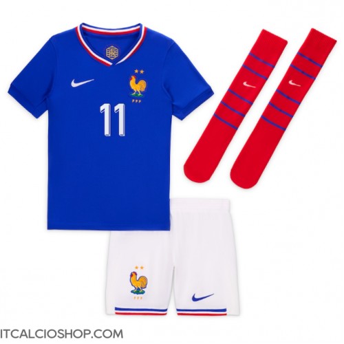 Francia Ousmane Dembele #11 Prima Maglia Bambino Europei 2024 Manica Corta (+ Pantaloni corti)